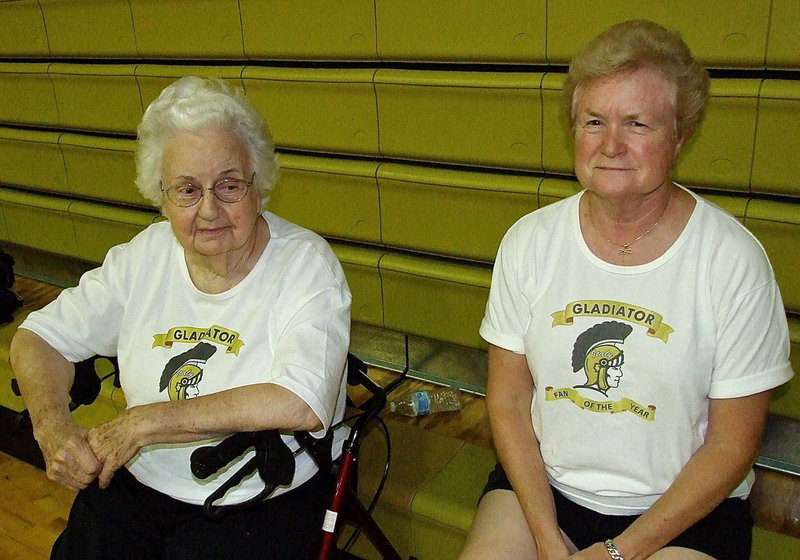 Image: Gladiator Fans of the Year, Alice Riddle, and her daughter, Joy Moneyhon, are in the crowd to support the Lady Gladiators during their round-robin volleyball tournament.