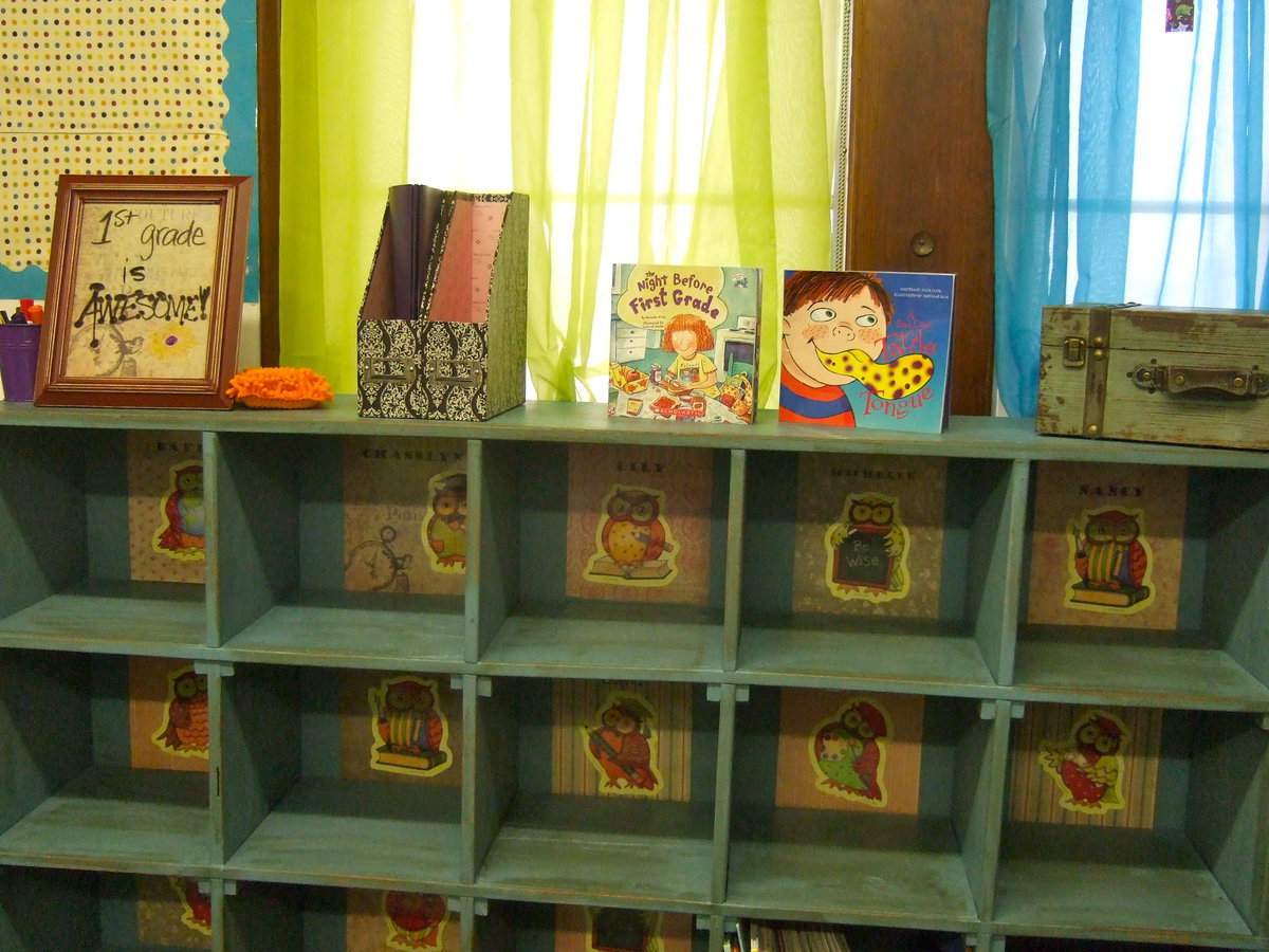 Image: Cute cubby-holes in the classroom.