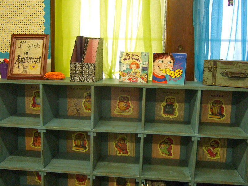 Image: Cute cubby-holes in the classroom.