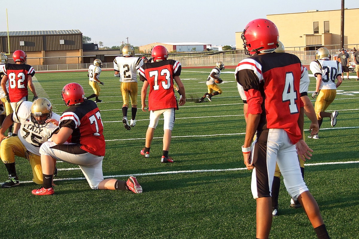 Image: Maypearl attempts a pass from their end zone but safety Johnny Norris(7) picks it off and then maneuvers his way into the end zone to put Italy on the board but still trailing the Panther’s 20-6.