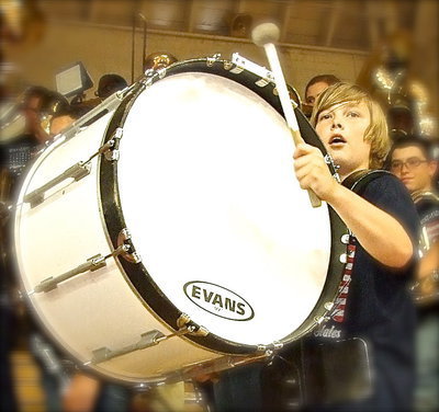 Image: Stockard Smithwick and his band mates amp up the noise level during Friday’s pep rally in anticipation of Italy’s rivalry game against Maypearl.