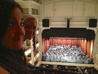 Image: Alexis Sampley and Madison Washington enjoy the balcony view.