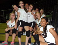 Image: Rachel Huskins, Kirsten Viator, Kirby Nelson, Jessica Garcia, Sydney Weeks, Jenna Holden, Annie Perry, Brycelen Richards and Noelia Garcia keep themselves entertained.