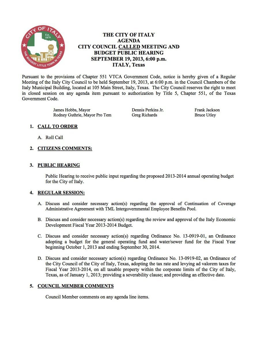 Image: Agenda – page 1