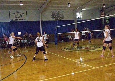 Image: Annie Perry(13) patrols the middle for the 8th grade team.