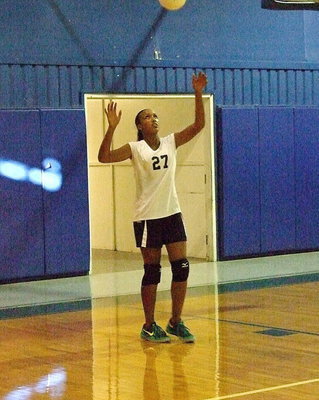 Image: There she is! Emmy Cunningham serves for Italy during the second set.