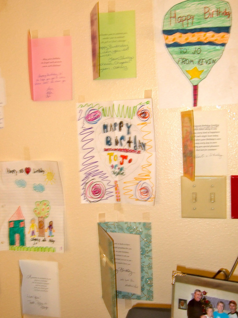 Image: All Jo’s birthday cards and birthday art.