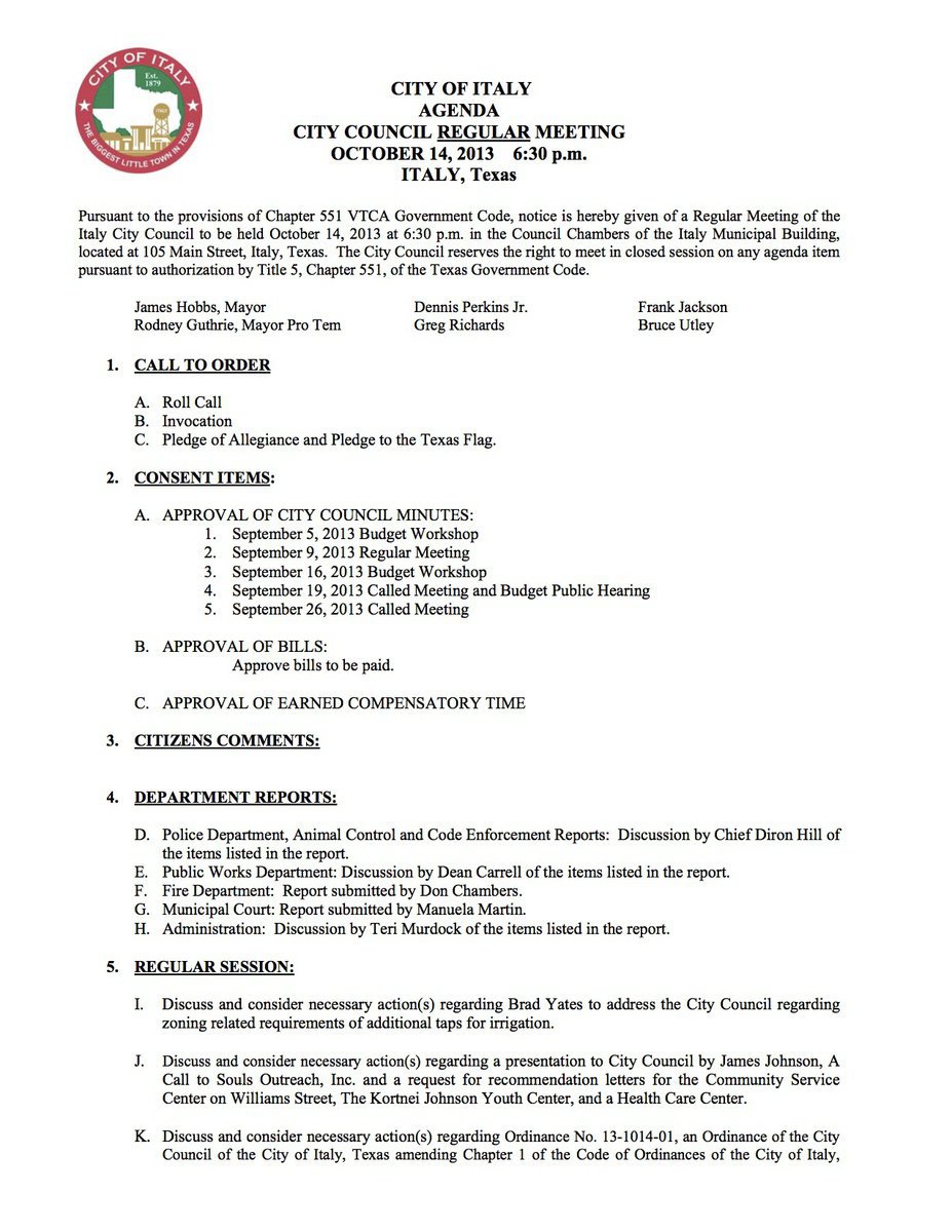 Image: Agenda – page 1