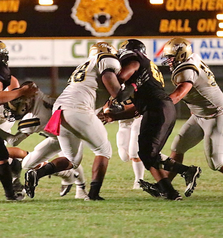 Image: Left tackle Darol Mayberry(58) gets a block with Italy driving.