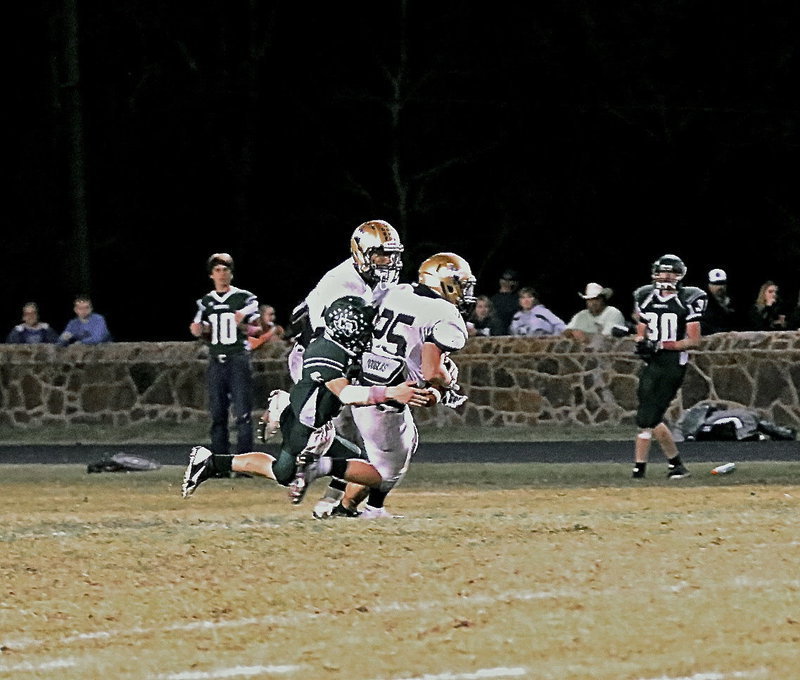Image: With Crossroads driving, linebacker Shad Newman(25) earned his team’s Defensive Player of the Game honor after picking off this pass to maintain Italy’s 34-30 advantage late in the fourth-quarter.