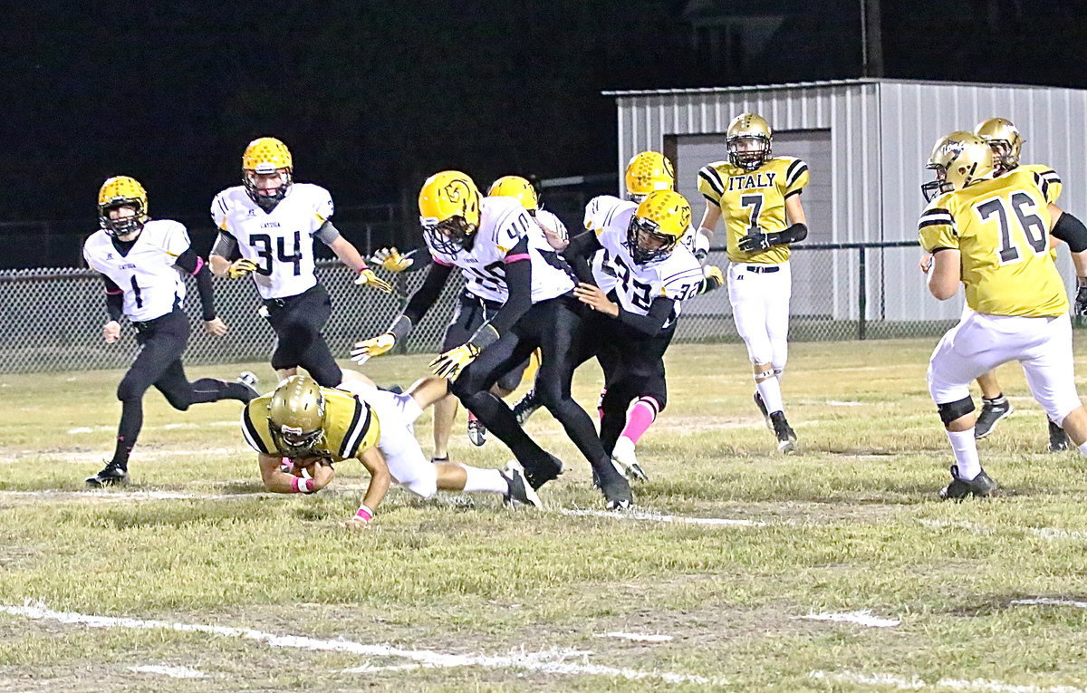 Image: Senior Gladiator Tyler Anderson(11) moves Italy beyond the 30-yard line after returning a kick.