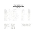 Image: 2013-2014 Italy Junior High Boys Basketball Schedule