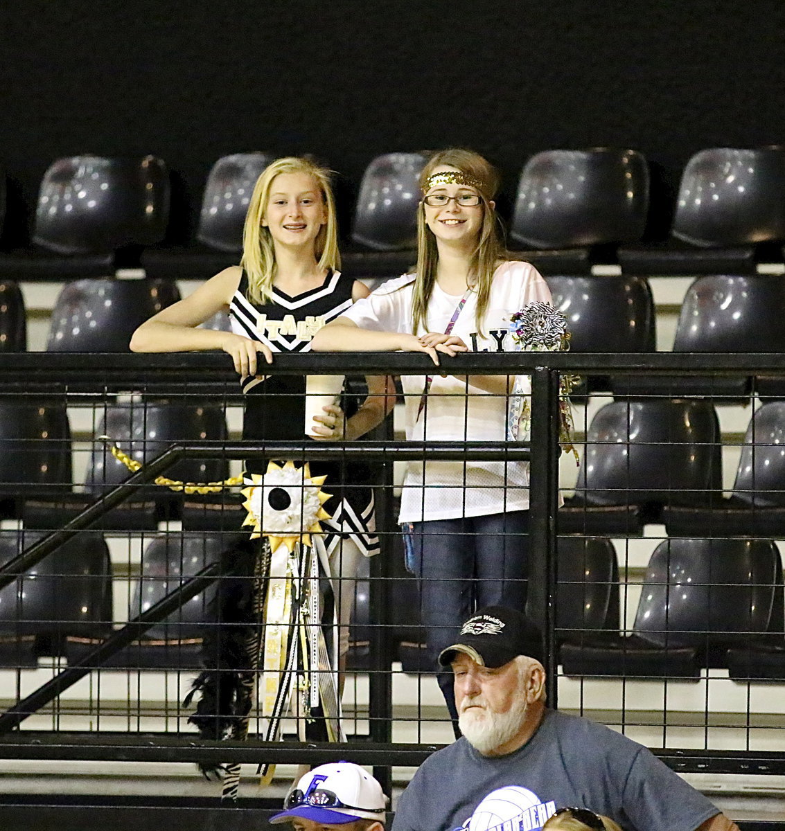 Image: Courtney Riddle and Kimmy Hooker sport their homecoming gear.