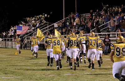 Image: The Italy Gladiators take the field to start the district matchup against the Kerens Bobcats with this past Friday night marking the final home game at Willis Field for Italy’s seniors.