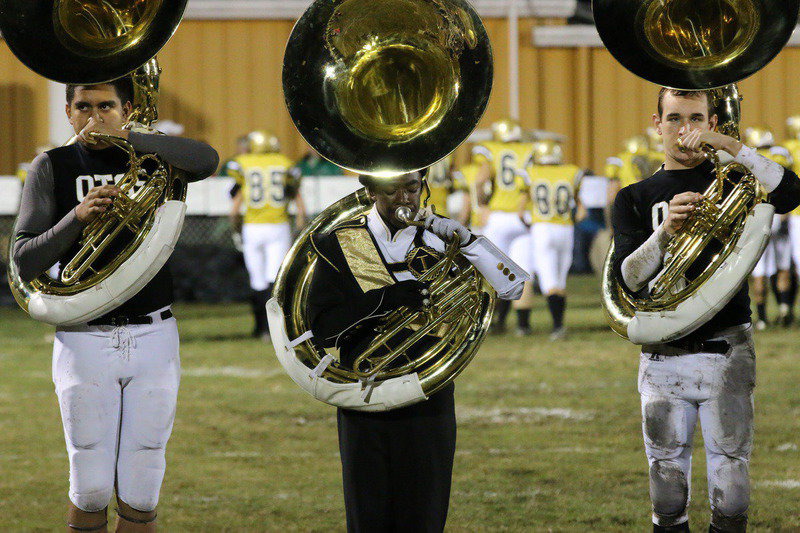 Image: Tuba players David De La Hoya, Kendrick Norwood and Ryan Connor also play football for Italy with Norwood on the Jr. High team.