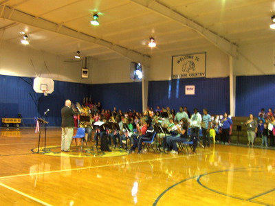 Image: Milford ISD band performing the, ‘Star Spangled Banner’.