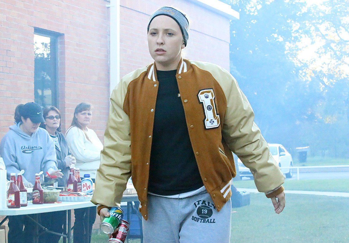 Image: Lady Gladiator hoop star Jaclynn Lewis is ready for a meal after an extended practice session in the gym.
