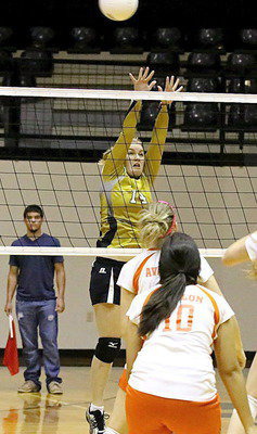 Image: With this her final season on representing Italy on the volleyball court, Lady Gladiator senior Taylor Turner(14) is named to the All-Academic All-District list.