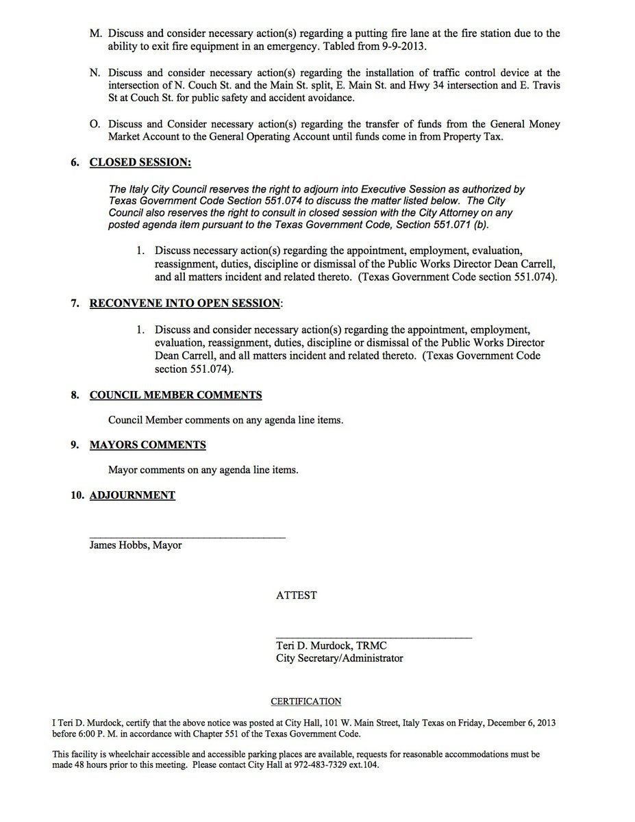 Image: December 9, 2013 City Council meeting agenda – page 2