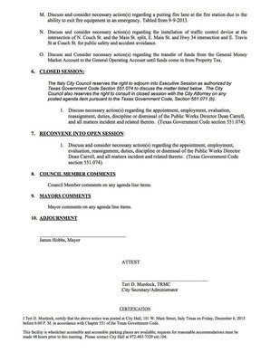 Image: December 9, 2013 City Council meeting agenda – page 2