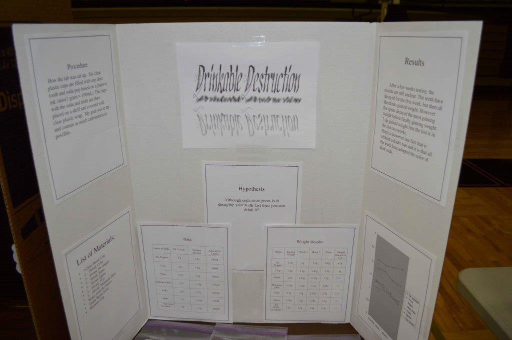 Image: The 2nd place experiment, Drinkable Destructions, was presented by IHS senior Cody Medrano