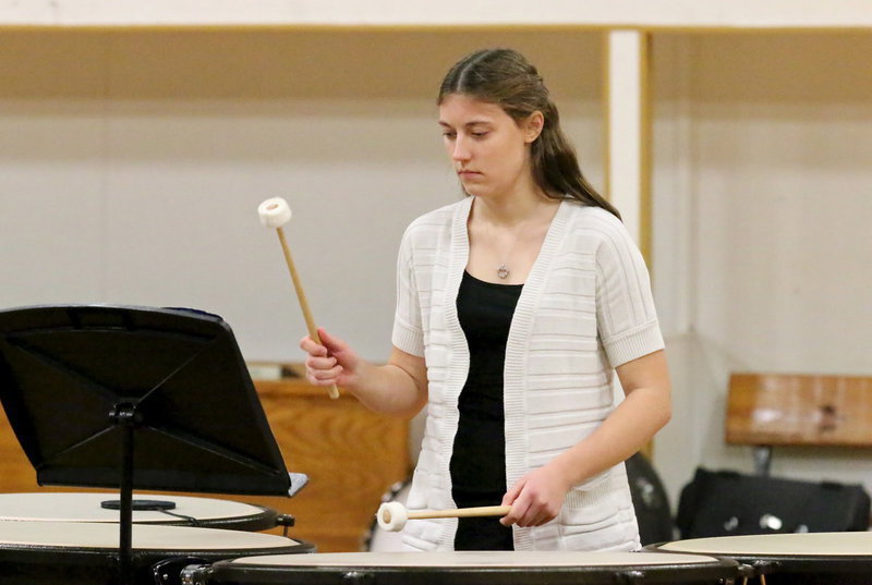 Image: Whitney Wolaver sets the tone on the timpani.