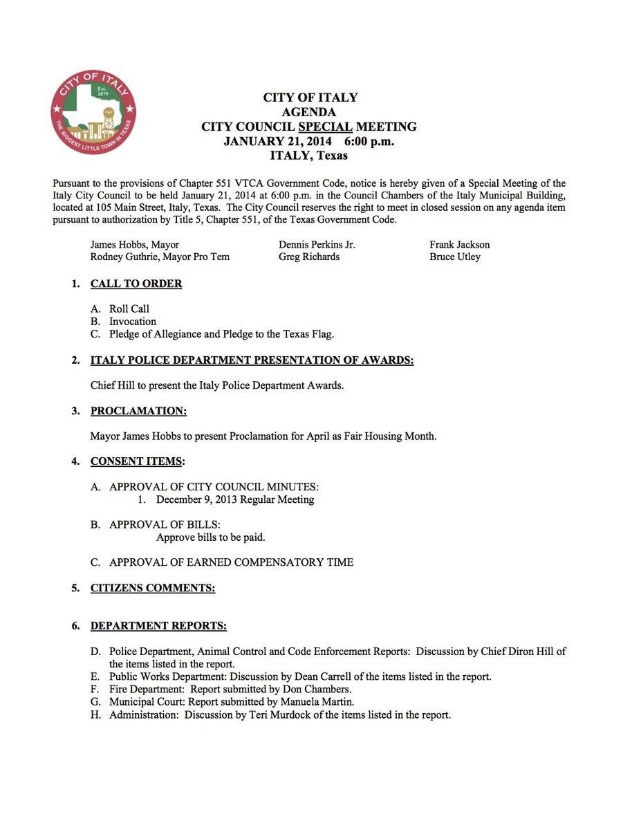 Image: Agenda – page 1