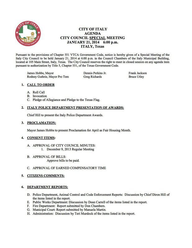 Image: Agenda – page 1