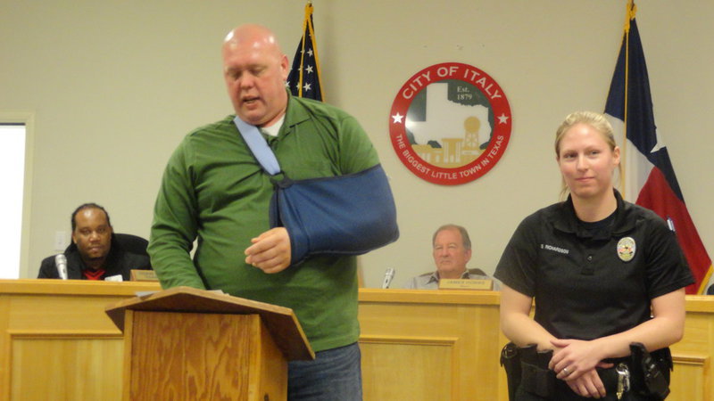 Image: Shelbee Richardson was named Officer of the Year for 2013 by Diron Hill, chief of police.