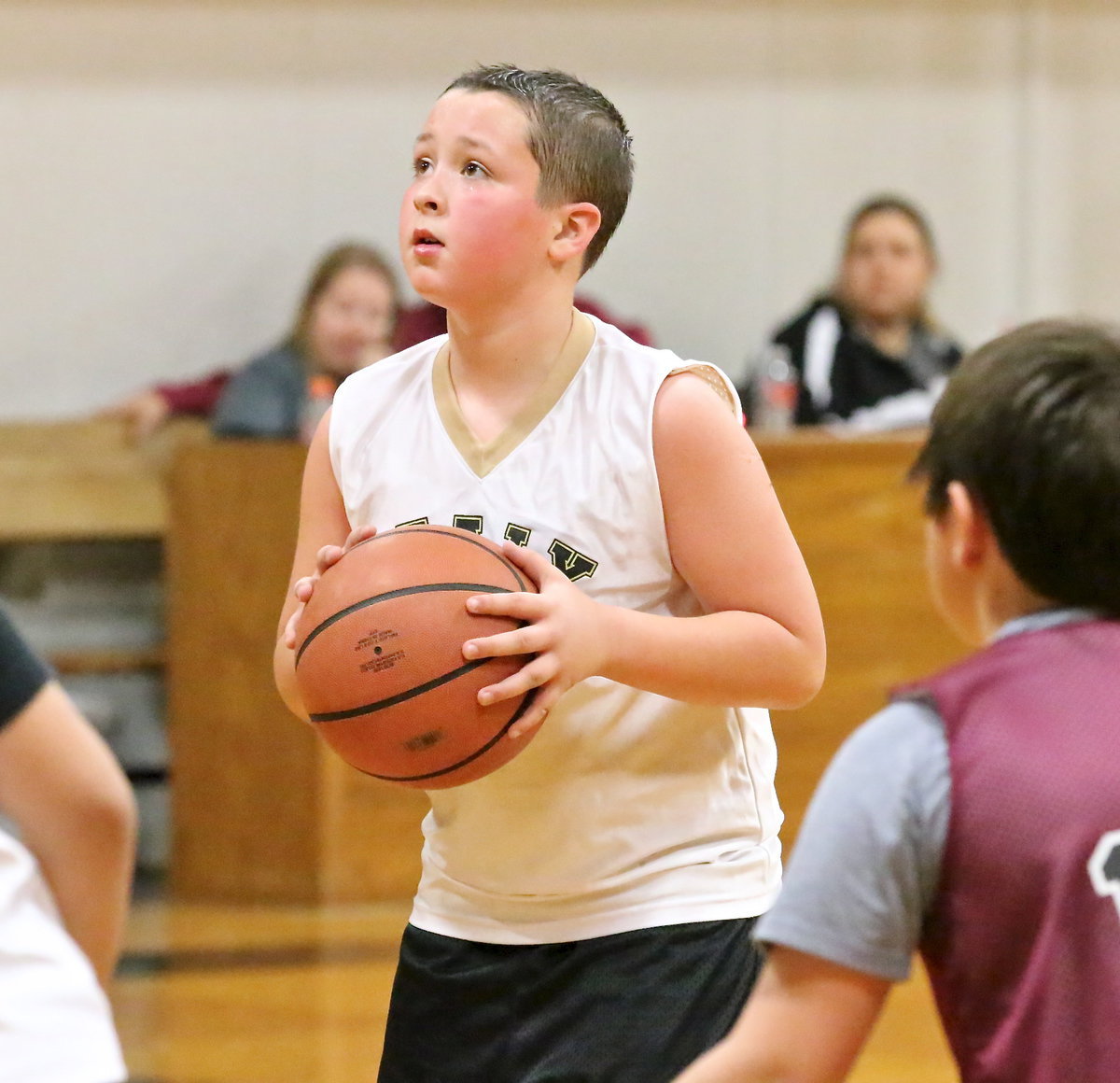 Image: Jayden Saxon(13) shoots a pair of free shots.