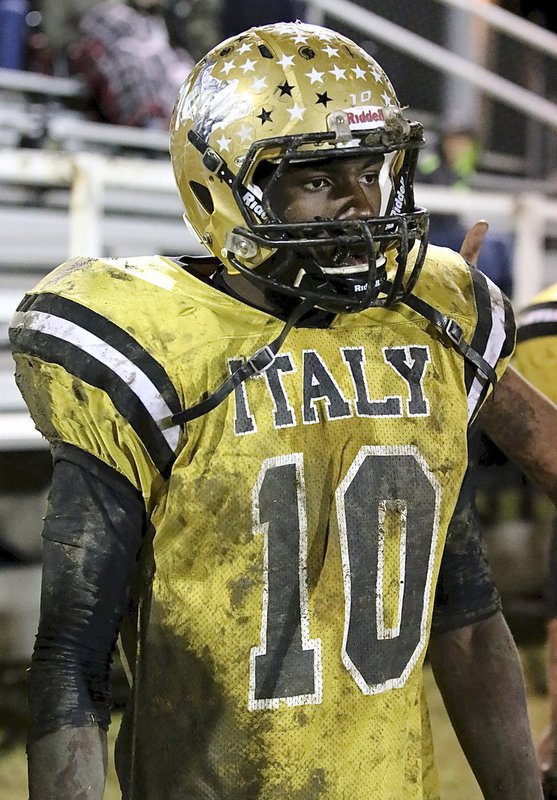 Image: Senior Gladiator TaMarcus Sheppard(10) was selected as both a Honorable Mention All-State Quarterback and as a Honorable Mention All-State Linebacker to the 2013 63rd Annual Collin Street Bakery/Texas Sports Writers Association’s Class A All-State Football Team. Sheppard becomes the 58th Gladiator football player to earn a spot on the coveted Italy Gladiator Football’s All-State Golden Hall of Fame.