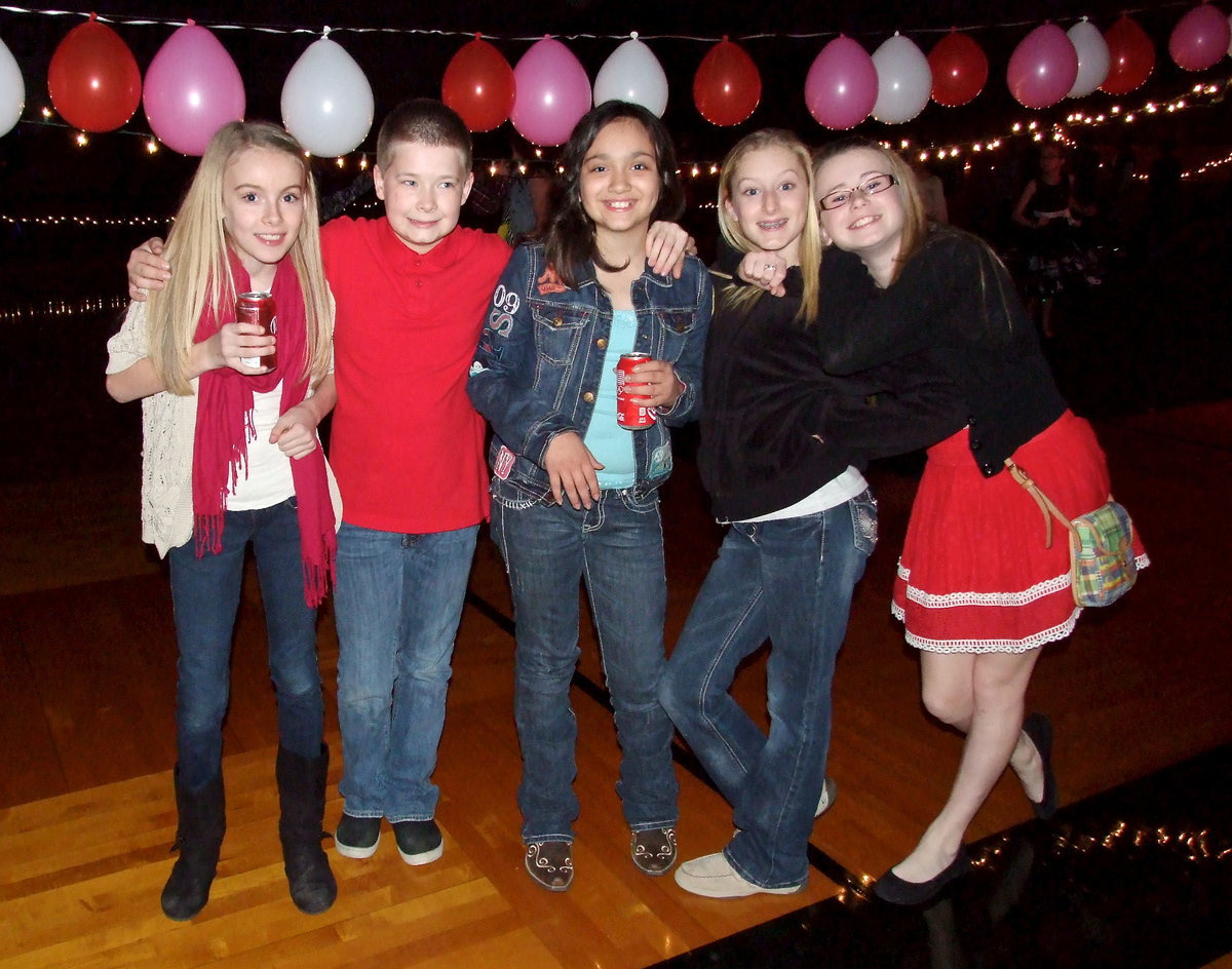 Image: Madie Chambers, Tanner Chambers, Hannah Carr, Courtney Riddle and Kimberley Hooker are thinking about forming a Valentines dance team called Five of Hearts.