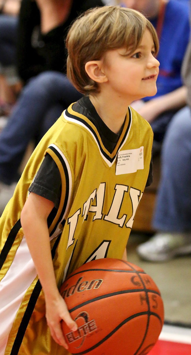 Image: Frank South(14) is fearless as he takes aim at a large square on the wall.