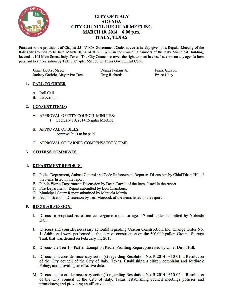 Image: Agenda – page 1
