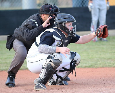 Image: Catcher Tyler Vencill(15) awaits the upcoming pitch.