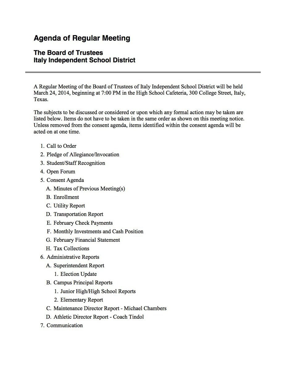 Image: March 24, 2014 Agenda – page 1