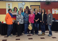 Image: New Stafford Elementary Principal, Pamela Thomas, poses with several Stafford Elementary teachers and staff members at Monday night’s board meeting.
Front Row: (L-R) Holly Spraberry, Paula Mandrell, Angela Janek, Kim Varner, Christie Hyles, Michelle Hampton
Back Row: (L-R) Davee Garcia, Melinda Haake, Melissa Bedard, Principal-Pamela Thomas, DeeDee Hamilton, Jeanette Janek