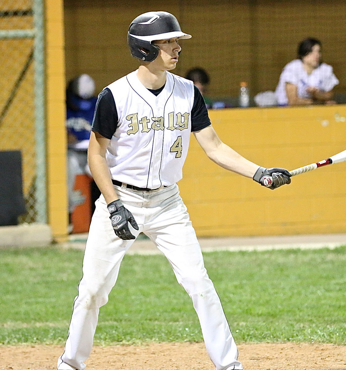 Image: Ryan Connor(4) comes thru for the Gladiators with a walk off hit to score teammate Tyler Anderson from second-base for the game winning run. Italy 4, Milford 3.