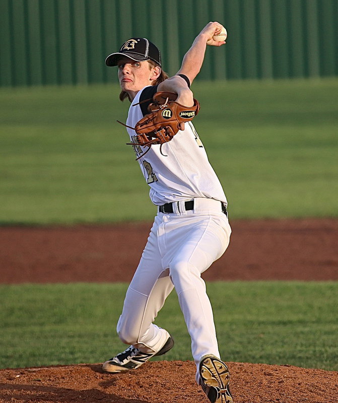 Image: Ty Windham(12) begins the dismantling process of Itasca’s batting lineup. Windham recorded 9 strikeouts, 1 walk, 0 hits and 0 runs allowed.