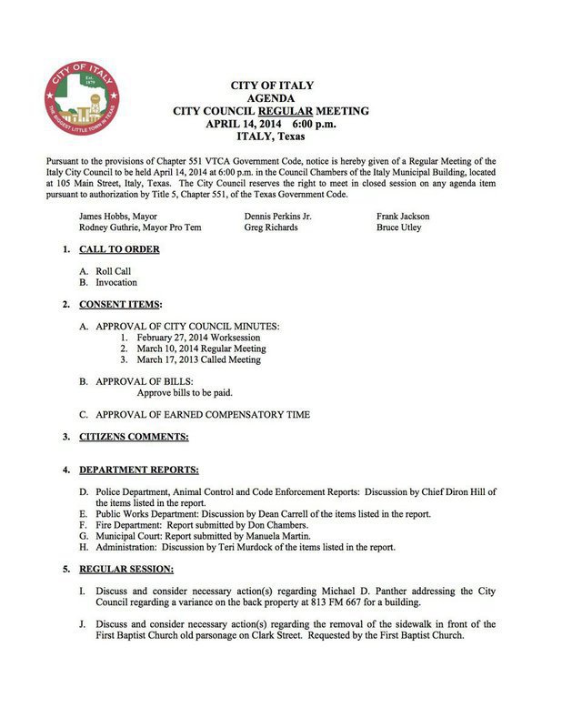 Image: Agenda – page 1