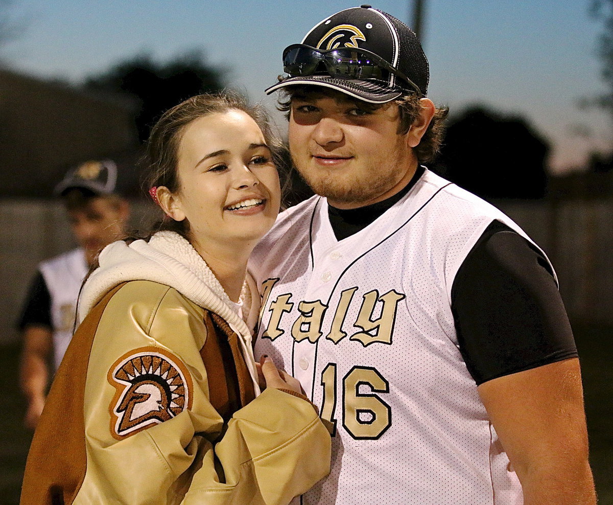 Image: Senior Gladiator baseball player Kevin Roldan(16) with his MVP, Lady Gladiator softball player Amber Hooker(16).
