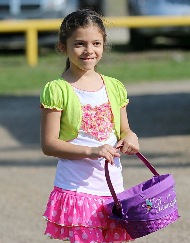 Image: Emma Kerr has an eager face and is ready to hunt Easter eggs.