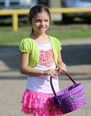 Image: Emma Kerr has an eager face and is ready to hunt Easter eggs.