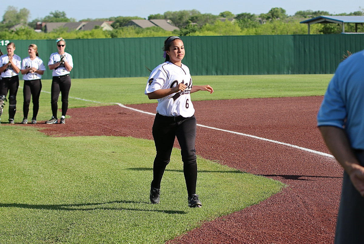 Image: Ashlyn Jacinto(6) during the pre-game introductions.