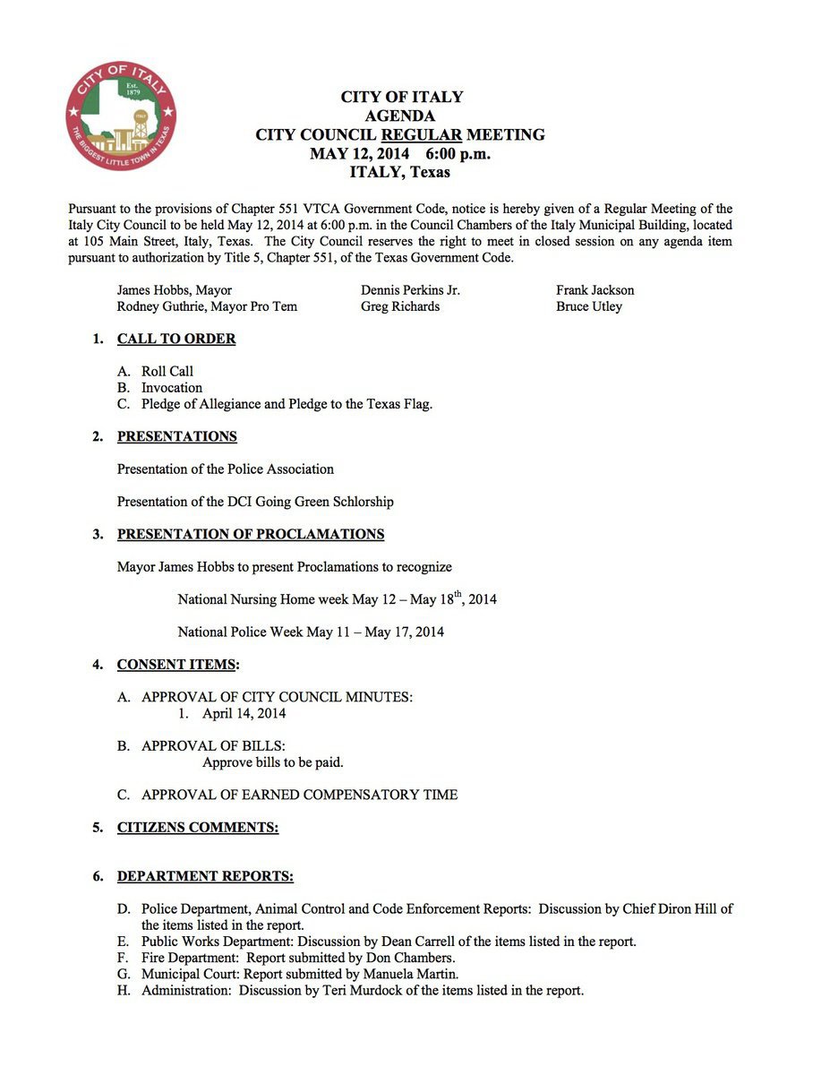 Image: Agenda – page 1