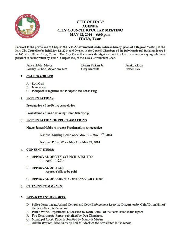 Image: Agenda – page 1