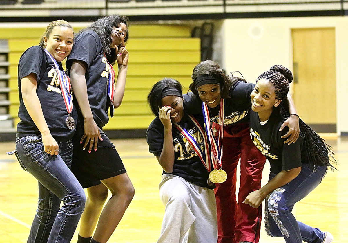 Image: The elite group of April Lusk, Janae Robertson, Kendra Copeland, Kortnei Johnson and Bernice Hailey enjoy each others company.
