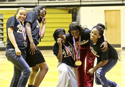 Image: The elite group of April Lusk, Janae Robertson, Kendra Copeland, Kortnei Johnson and Bernice Hailey enjoy each others company.