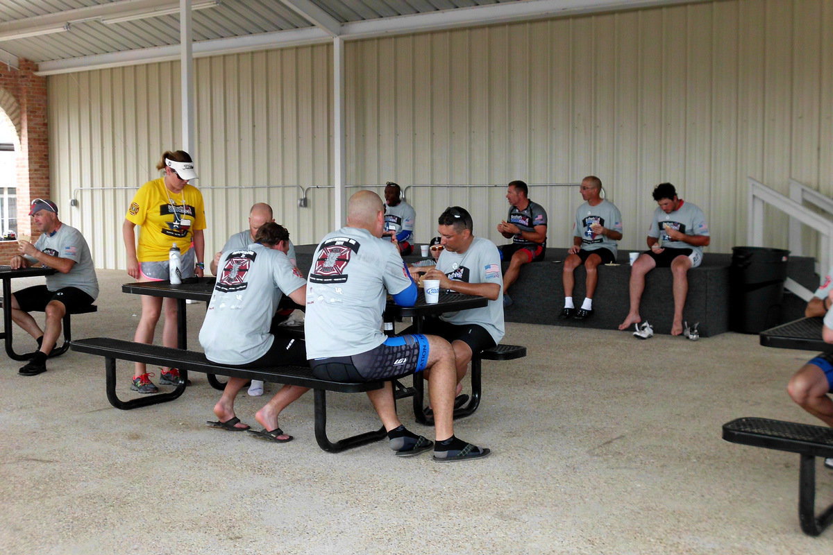 Image: The riders enjoyed a much needed break and meal.