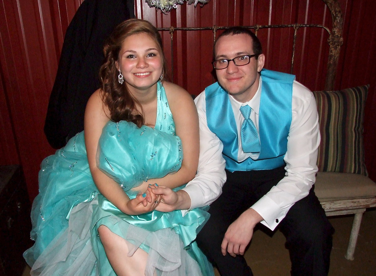 Image: Italy’s Desi Brooks with her prom date Matthew Edwards.